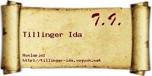 Tillinger Ida névjegykártya